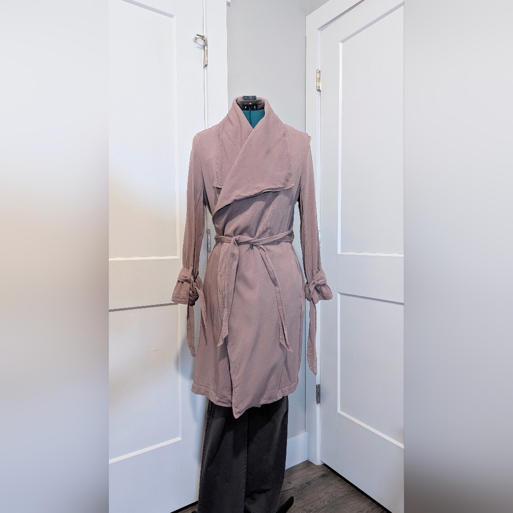 Thread & Supply Womens Jacket Medium Wrap Coat Belted Pink Mauve 100% Cotton - Picture 2 of 8